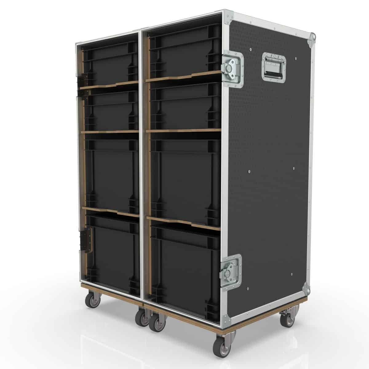 Clamshell Pullout Storage Crate Road Case