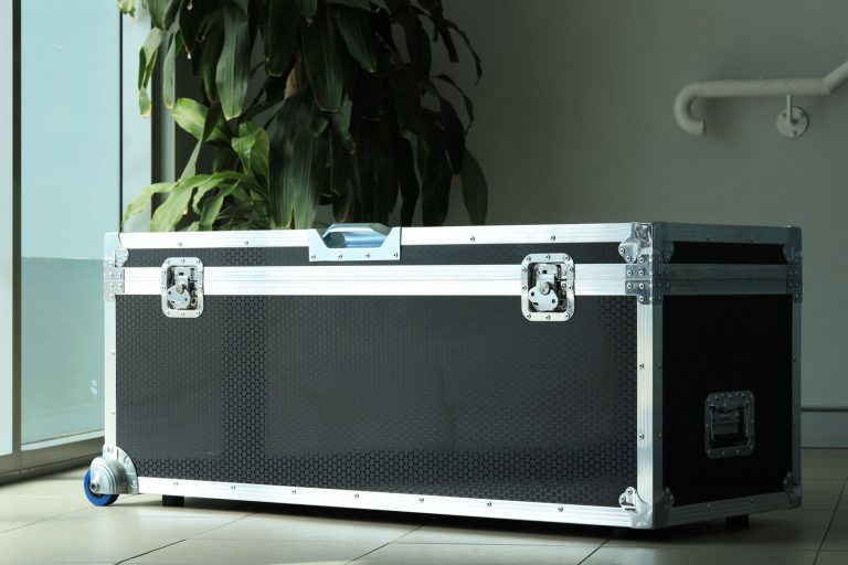 Production Trunk Cases with Surface Mount Corner Wheels Armor Road Cases