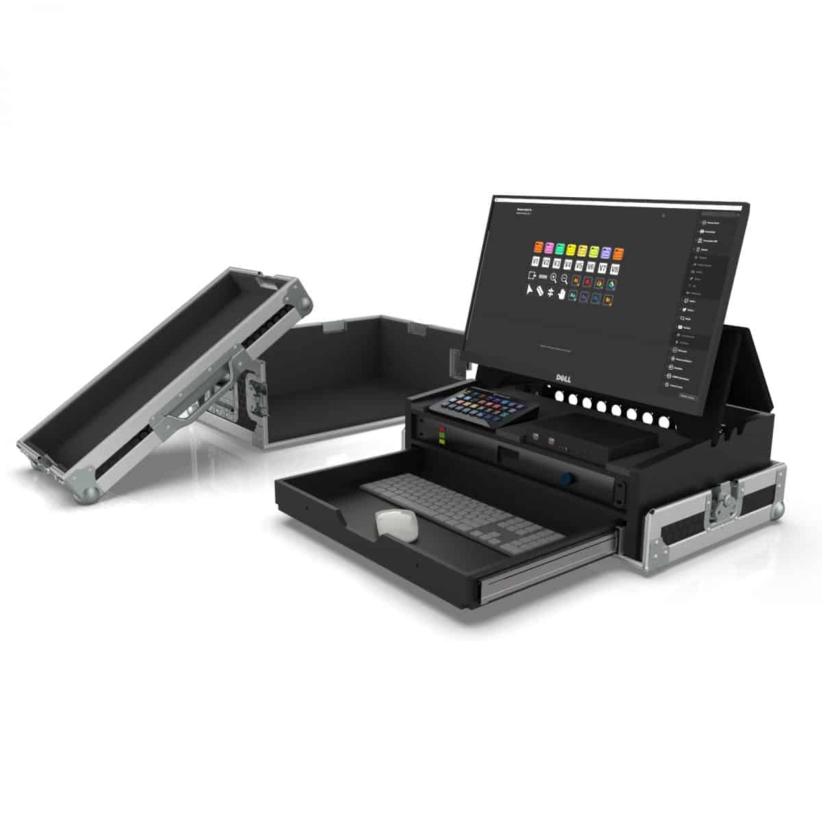 Video Production Case for ELGATO Stream Deck XL with 24 inch LED Monitor