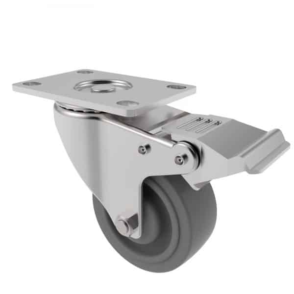CARJET 2E-B 75mm-3″ Braked Rubber Swivel Castor