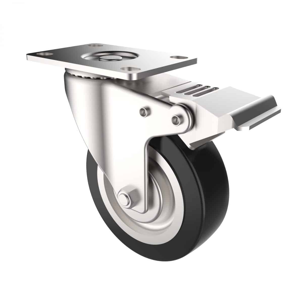 CARJET 4A-B 100X28mm /4" Braked Polyurethane Swivel Castor