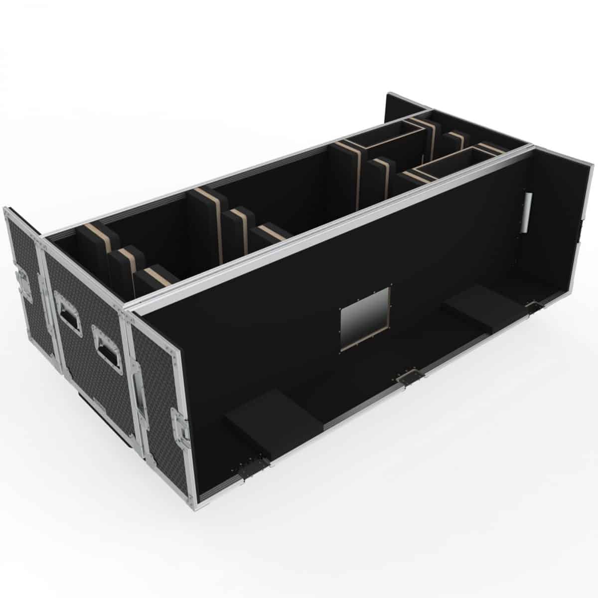 Twin TV Road Case with Clamshell Split Lid