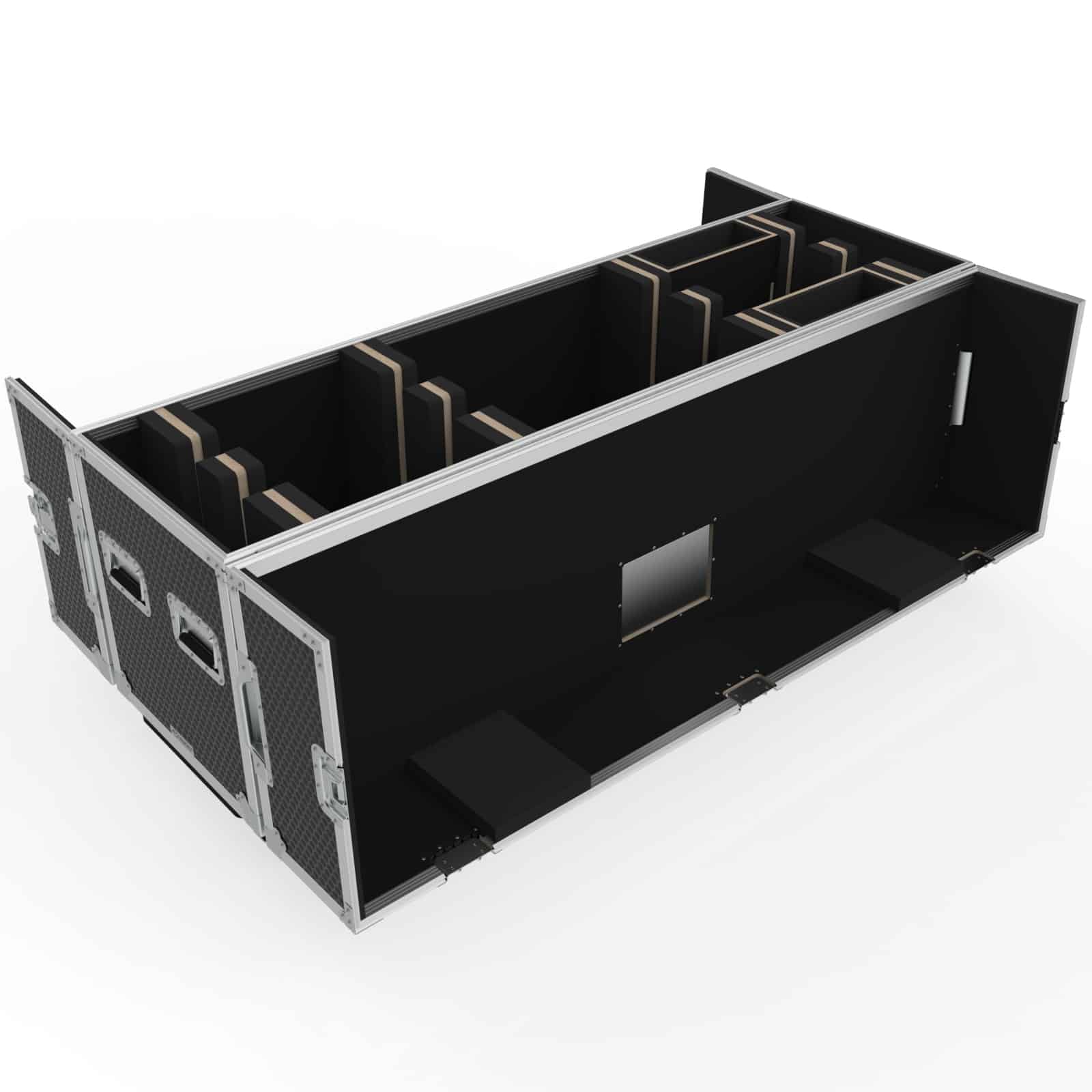 Twin TV Road Case with Clamshell/Split Lid Samsung Q65T Armor Road Cases