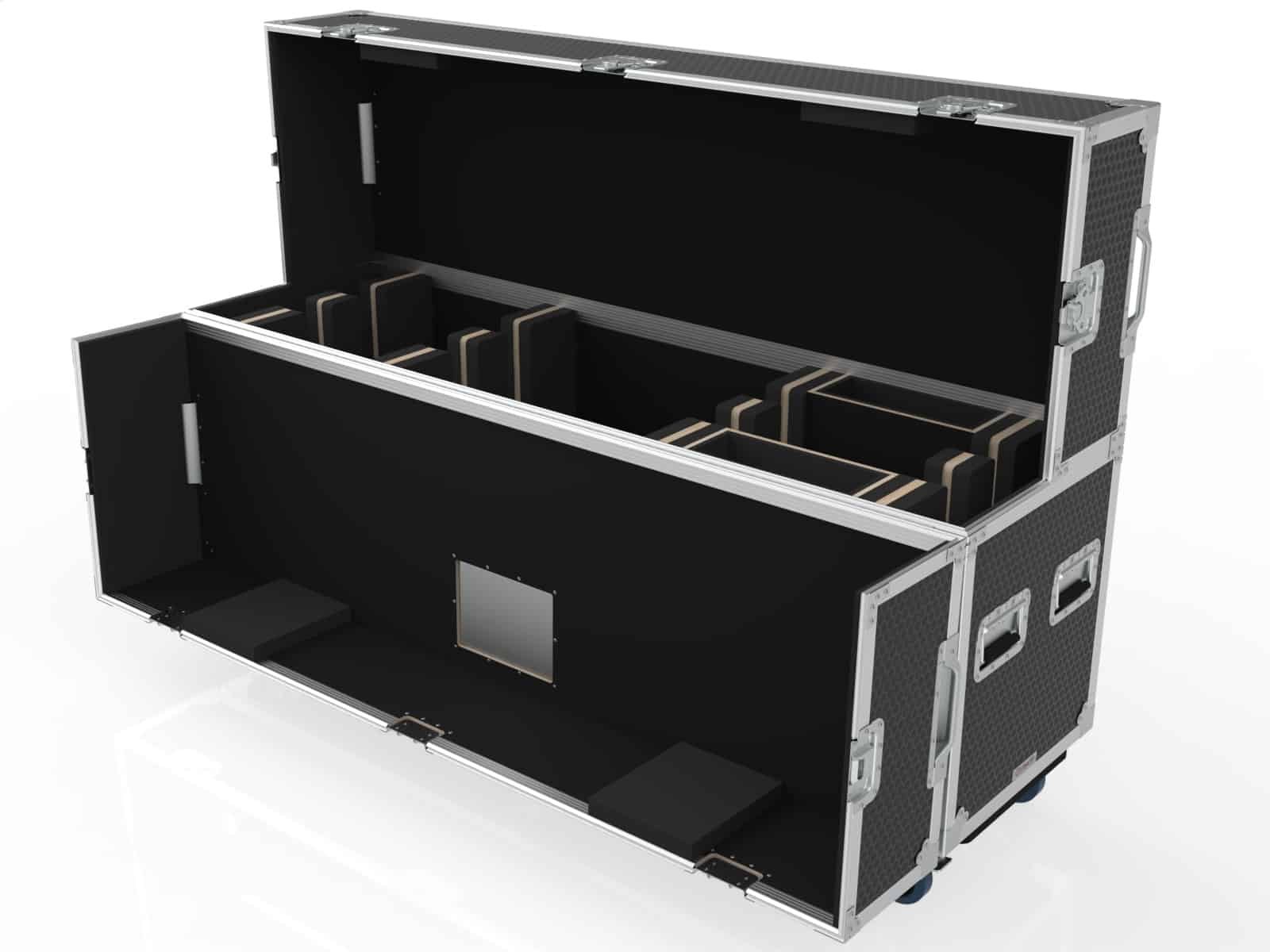 Twin TV Road Case with Clamshell Split Lid