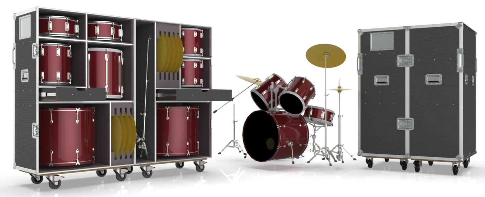 Road Case for Drum Kit-Red Rock