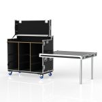 Workstation Road Case For Storage Crates, Removable Front Lid With Leg, Gas Strut Top Lid