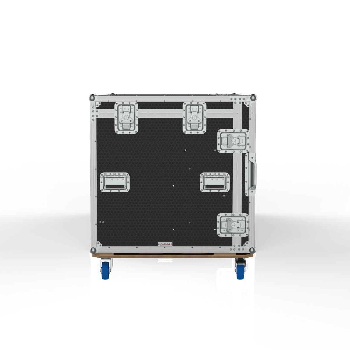 VISION PRODUCTION FLYPACK WORK STATION ROAD CASE WITH MOTORIZED LIFT FOR 6 MONITORS, PULL OUT TRAYS