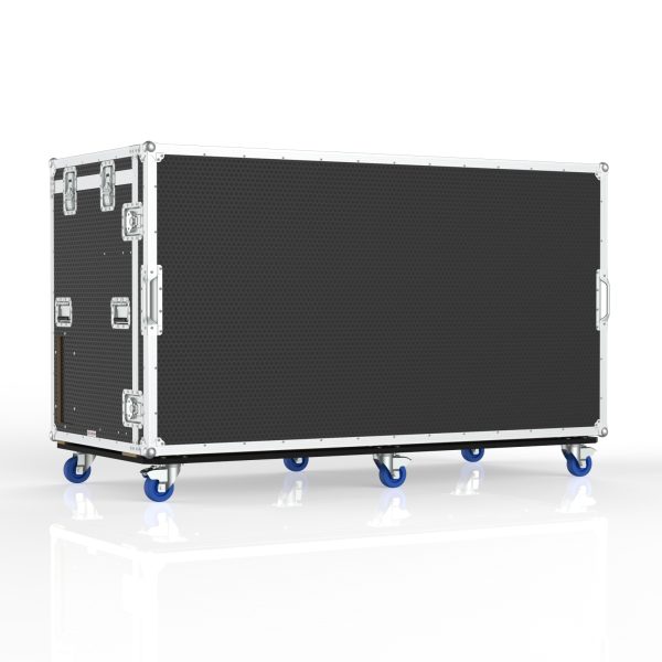 VISION PRODUCTION FLYPACK WORKSTATION ROAD CASE WITH MOTORIZED LIFT FOR 6 OF 27" MONITORS, 8 DRAWERS