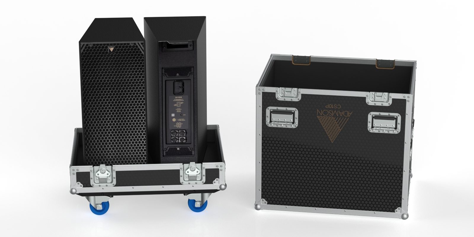 wide view of Adamson CS10P road case