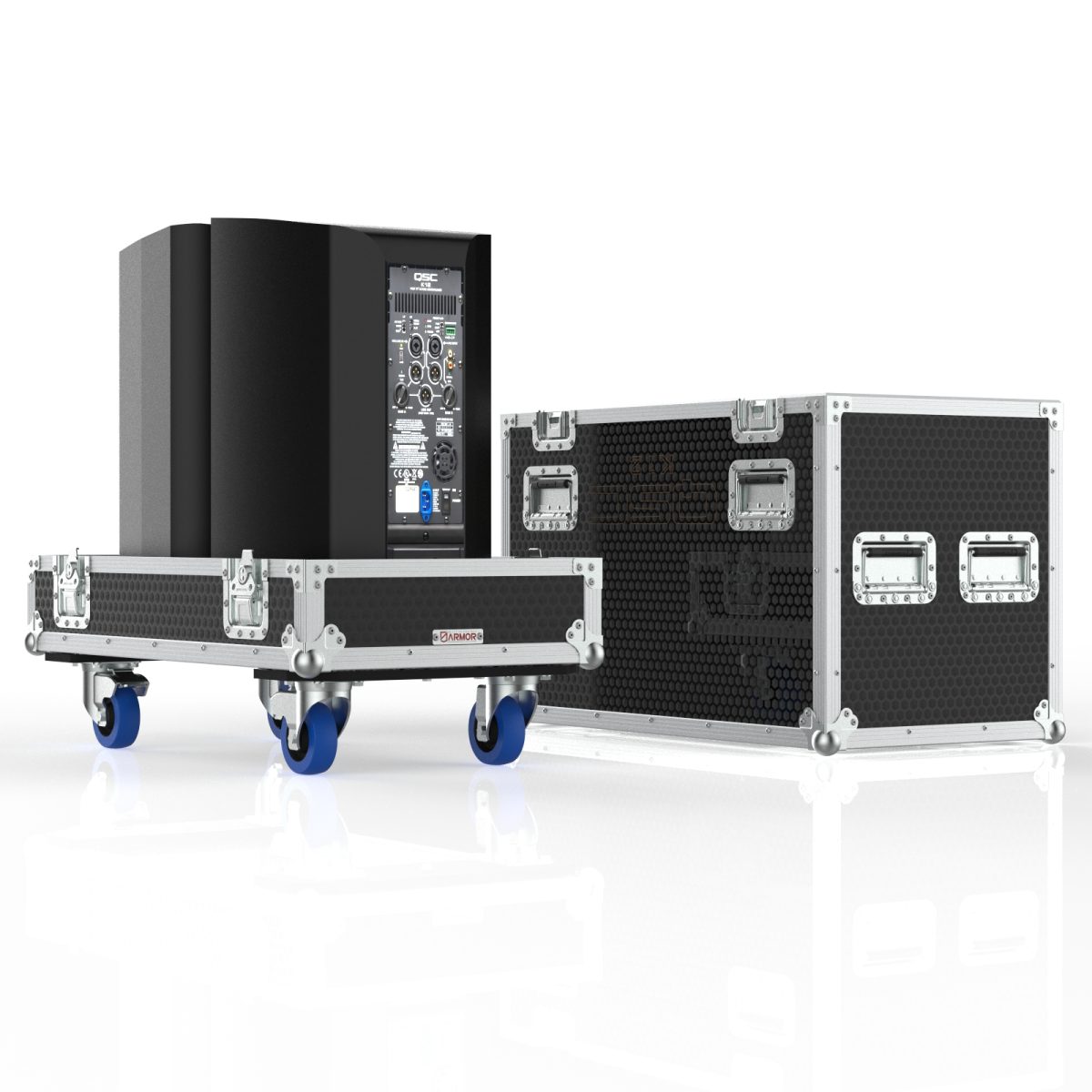 SPK QSC K12 ISOMETRIC OPEN WITH SPEAKERS