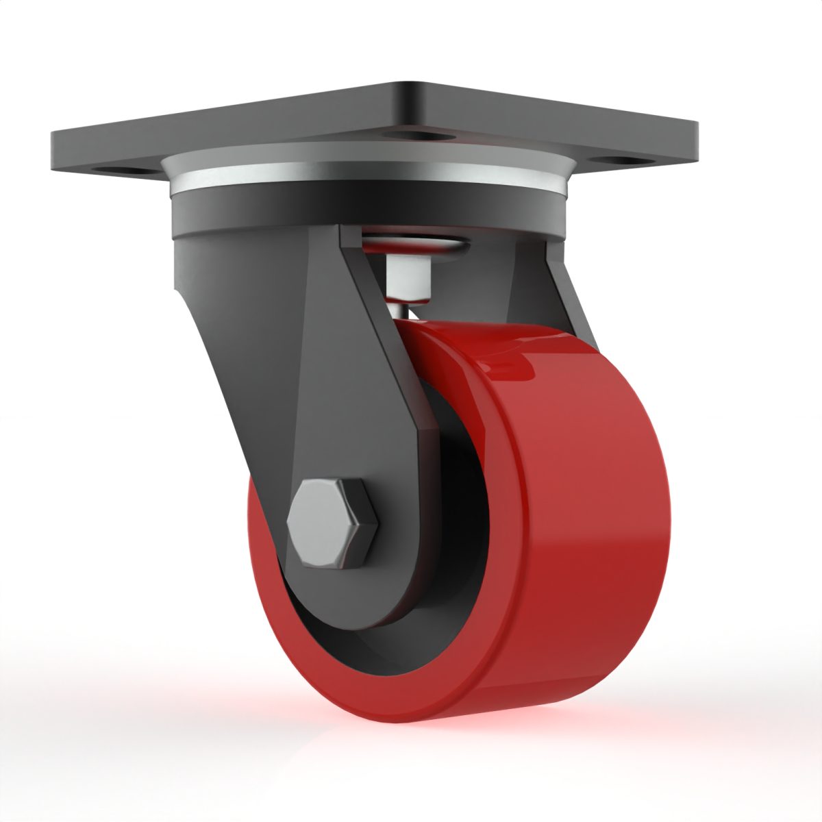 This is a product image of a red castor wheel. Brand: SEIKO M1 28MM 1.2" MINI CASTOR,50KG, 48MM INSTALLED HEIGHT