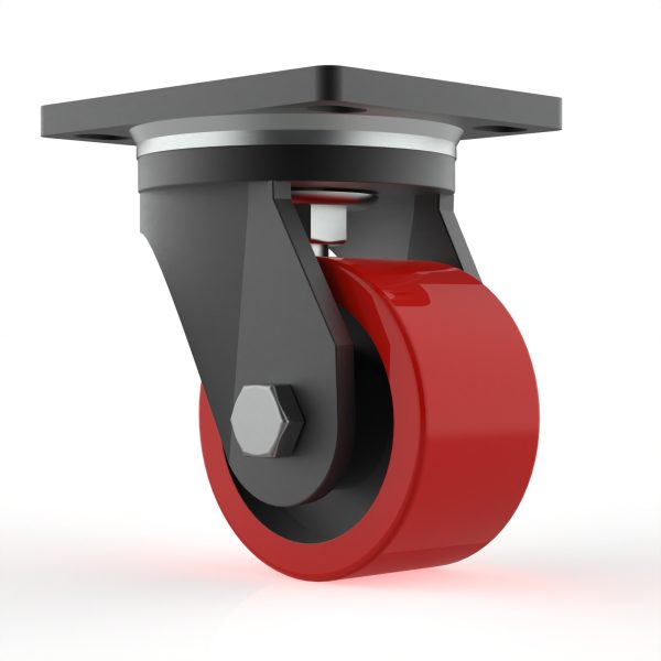 This is a product image of a red castor wheel. Brand: SEIKO M1 28MM 1.2" MINI CASTOR,50KG, 48MM INSTALLED HEIGHT